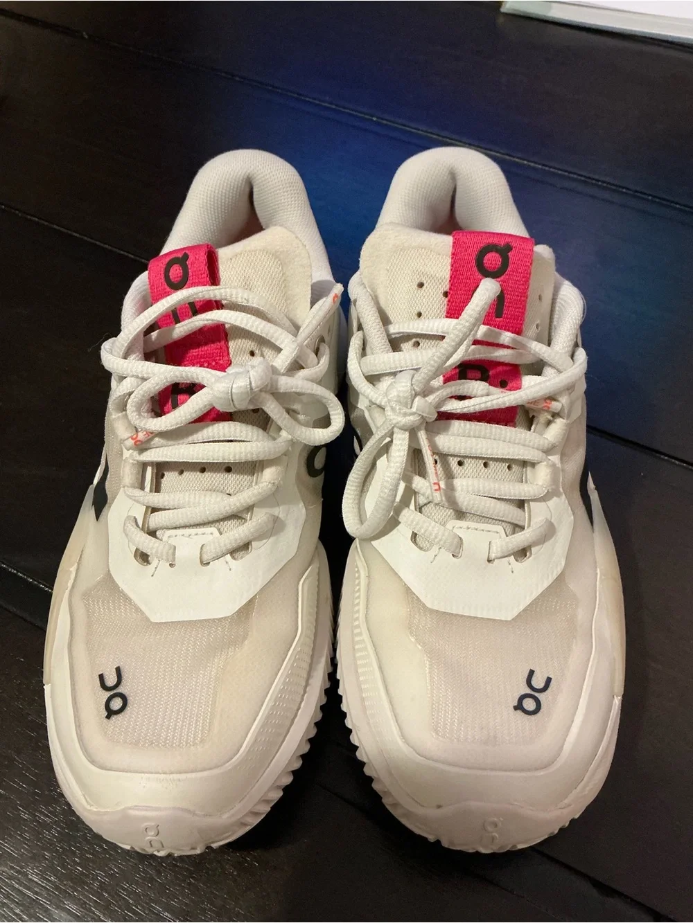 On Running Kids White Sneakers with Pink Tongue Accents